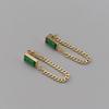 Gold Plated Cuban Link Emerald Cubic Zirconia Jewelry Set Necklace Bracelet Earrings