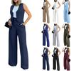 Women's Fashion Suit Vest and Wide Leg Pants Set Sleeveless Blazer Style Vest with High Waist Wide Leg Trousers Casual Two Piece Outfit