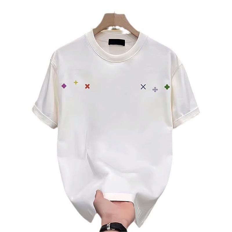 Trend Casual Crew Neck T-Shirt American Trendy Brand High-End Pure Cotton Men'S Printed Short-Sleeved T-Shirt