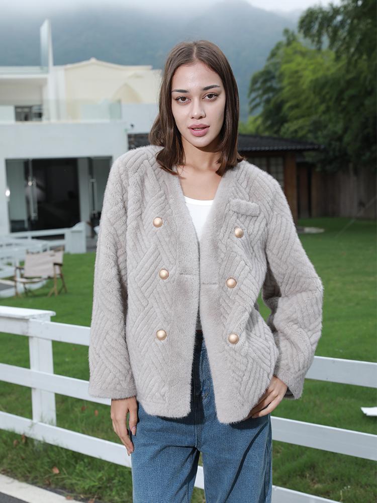 

Xiaoxiangfeng куртка осенне-зимняя бежевая меховая интегрированная куртка из искусственного меха Меховая экологически чистая куртка M