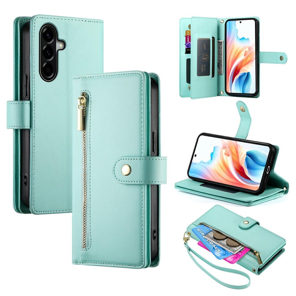 For Samsung Galaxy A57 5G Case Zipper Pocket Wallet Leather Phone Cover with Straps