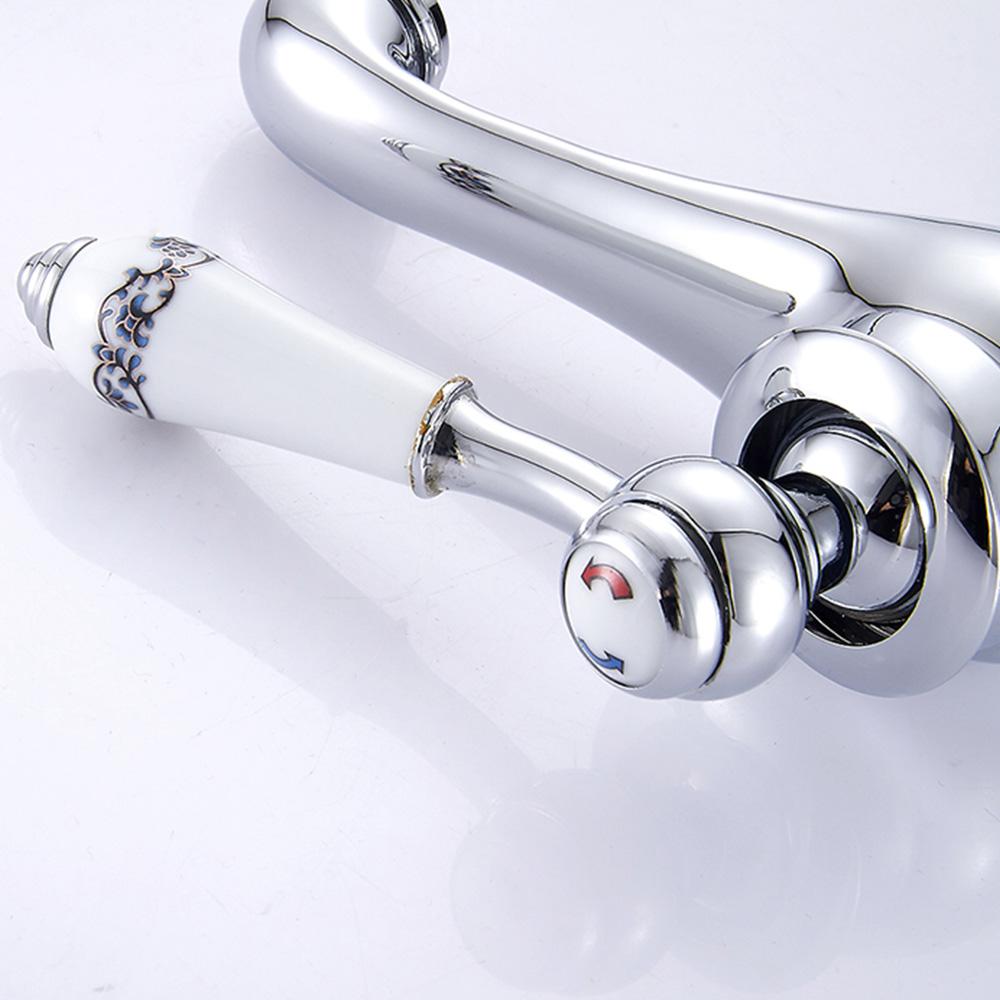 

Vintage Faucet Bathroom Sink Mixer Tap Single Handle Faucets Tall Body Vintage Floral Ceramic Bathroom Tap for Bathroom Kitchen