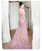 2026 French Pink One-Shoulder Strapless Dress: Elegant High-End Party & Engagement Attire