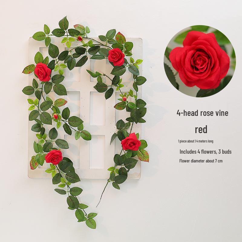 Luxurious Staircase Decor: Bionic Green Rose Vines & Leaves