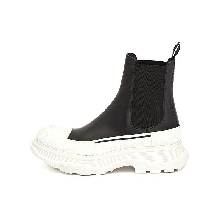 Alexander McQueen Chelsea Tread Ankle Boot Black White Women's 635714WHZ611071