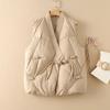 Retro Disc Buckle Down Vest Jacket Women's Winter Solid Color All-match Quilted Warm Vest