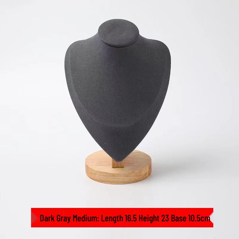 Solid Wood Velvet Jewelry Display Stand for Necklaces and Pendants