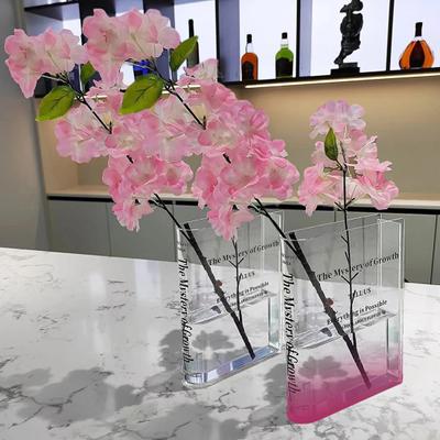 Buchvase, transparent, Buchstabendruck, Buchform, Blumenarrangement, Ins-Stil, Farbverlauf, Blumenvase, Haushaltsbedarf