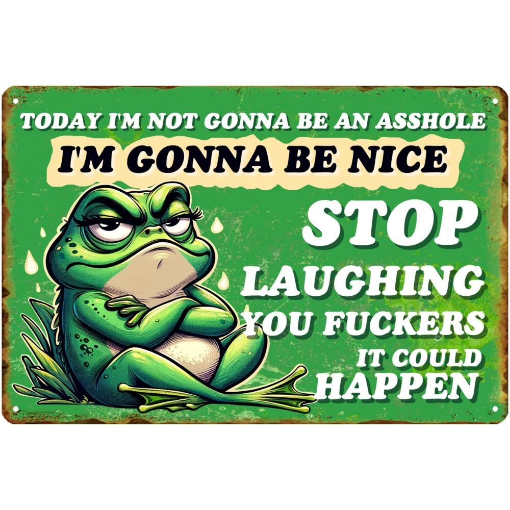 

Одна, забавная лягушка, забавная ретро, забавная металлическая алюминиевая табличка, подходит для украшения стен дома, настенное искусство, дом, комната чёрный