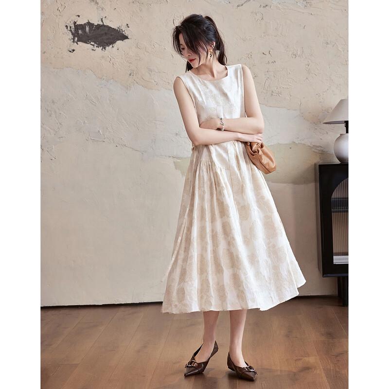 De Mana Summer Artistic Jacquard Sleeveless A-Line Dress