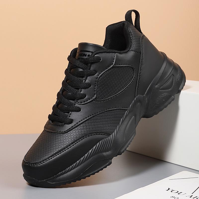 Women's shoes, sports shoes, women's spring and autumn leather surface waterproof and non-slip new versatile casual outdoor running women's shoes