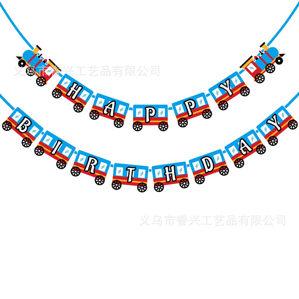 Spot Travel Party Flag Plane Racing Train Tractor Decoration Birthday Flag Party Decoration Banner