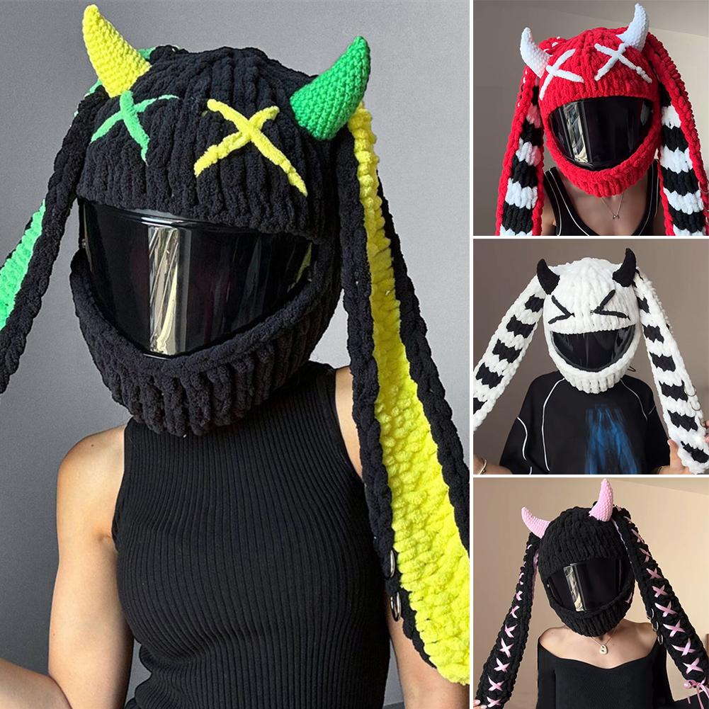 Universal Plush Motorcycle Helmet Cover for Full Rabbit Plush Helmet Covers for Christmas Gifts Motorcycle Helmet Decoration Styling