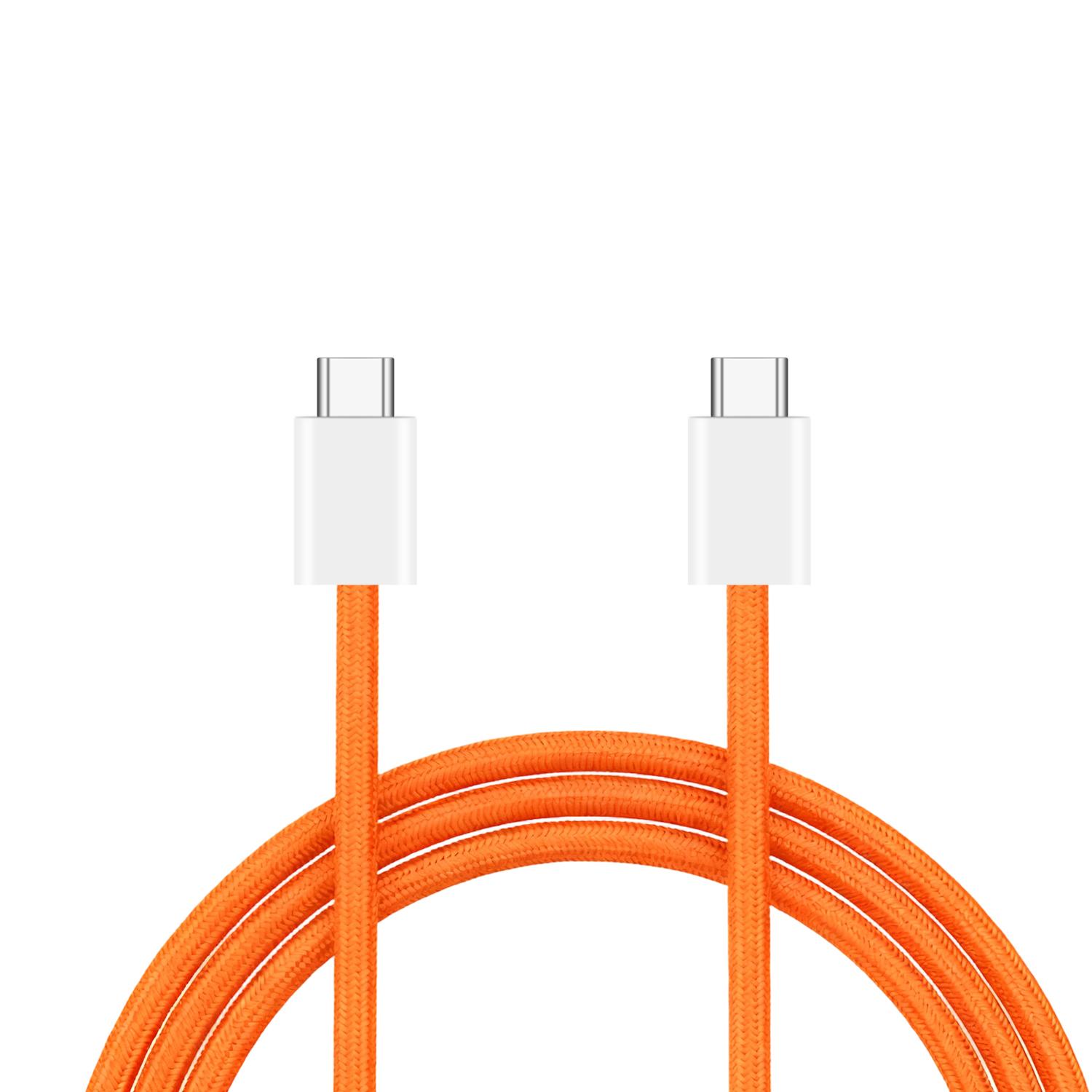 

60W Type C Fast Charging Cable Orange Braided Data Cord For iPhone 17 Pro Max 16 15 USB C Cable for Samsung Xiaomi Charge 1Pcs