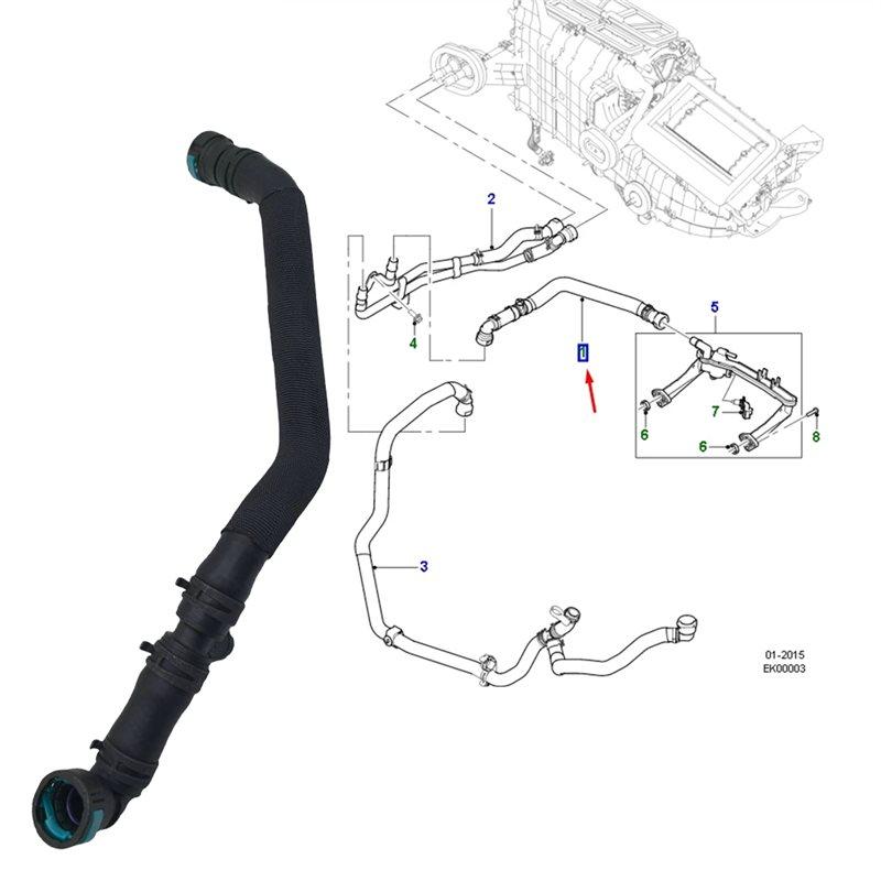 T2H3431 HVAC Heater Hose Tube Inlet Pipe For Jaguar XF F-Pace XE Warm Air Water Pipe Heater Feed Hose New