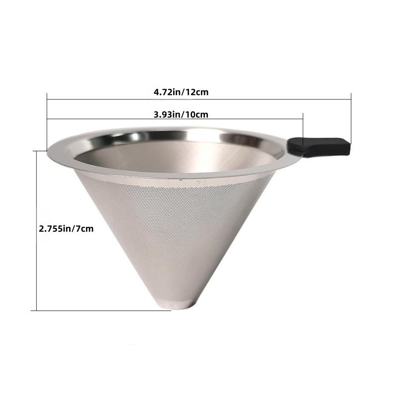 

Pour Over Coffee Dripper, Paperless Reusable Coffee Filter, Double Mesh of Stainless Steel Cone Filter for Extraction (1-2 Cup)