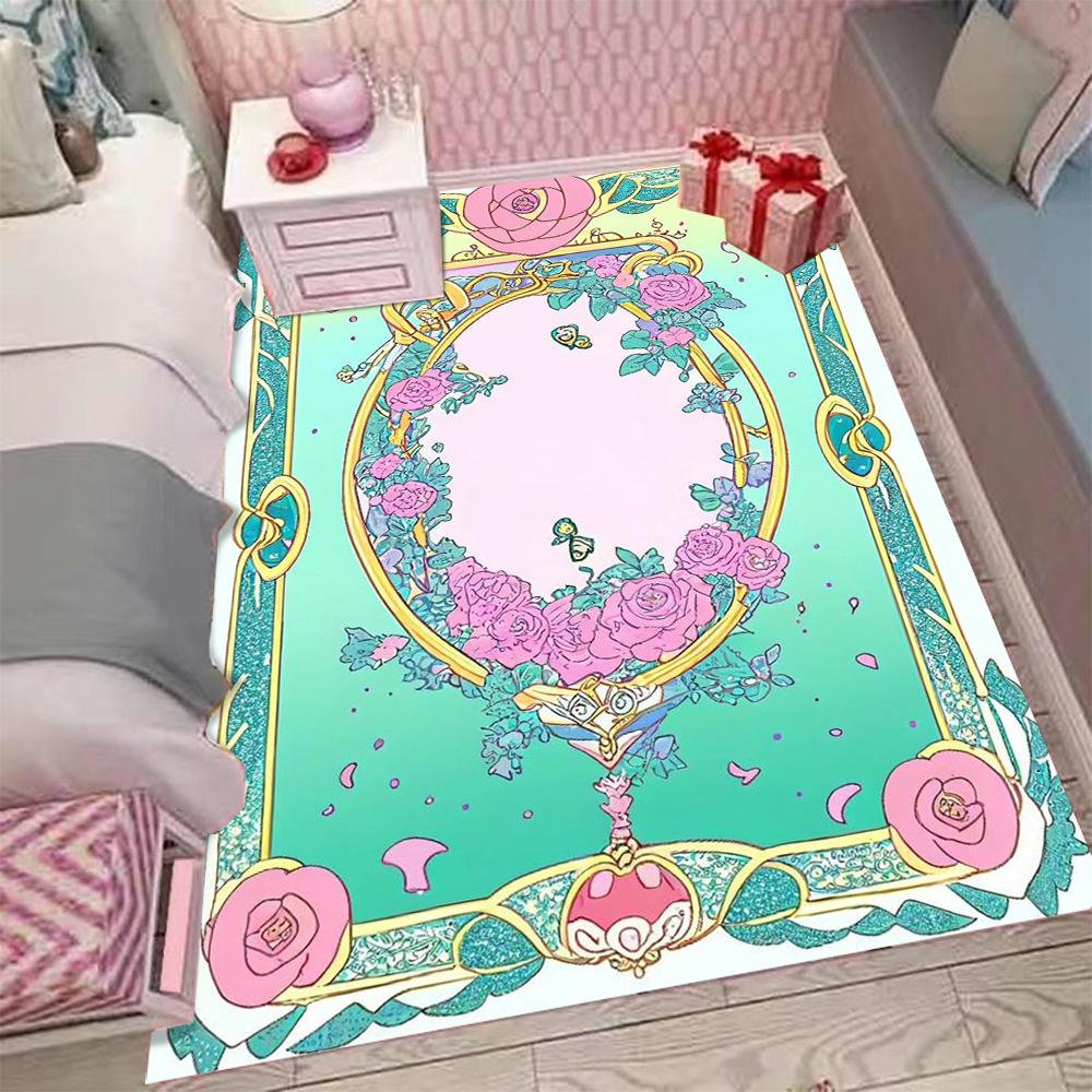  Card Captor Sakura Pink Area Rug Kids Carpets for Girls Home Living Room Child Rug Bedroom Sofa Doormat Floor Mats