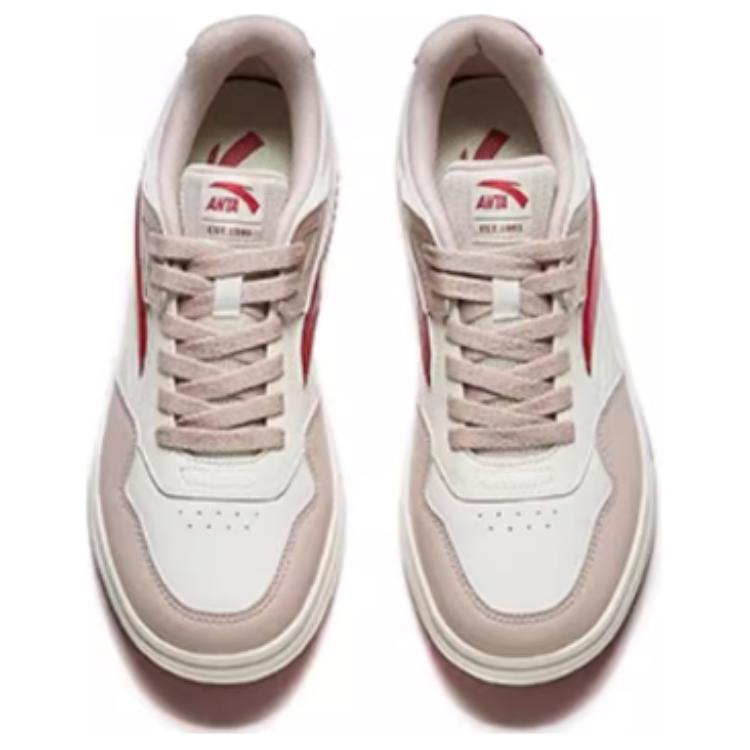 Anta Comfortable Versatile Non-Slip Wear-Resistant Low-Top Skate Shoes Women Sneaker White Red 122448011-3