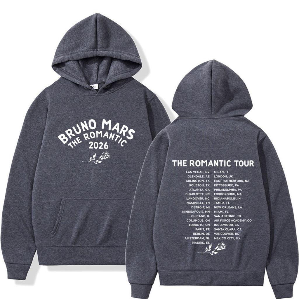 Bruno Mars The Romantic Tour Print Hoodie Man Woman Fashion Pullover Long Sleeves Loose Casual Sweatshirts