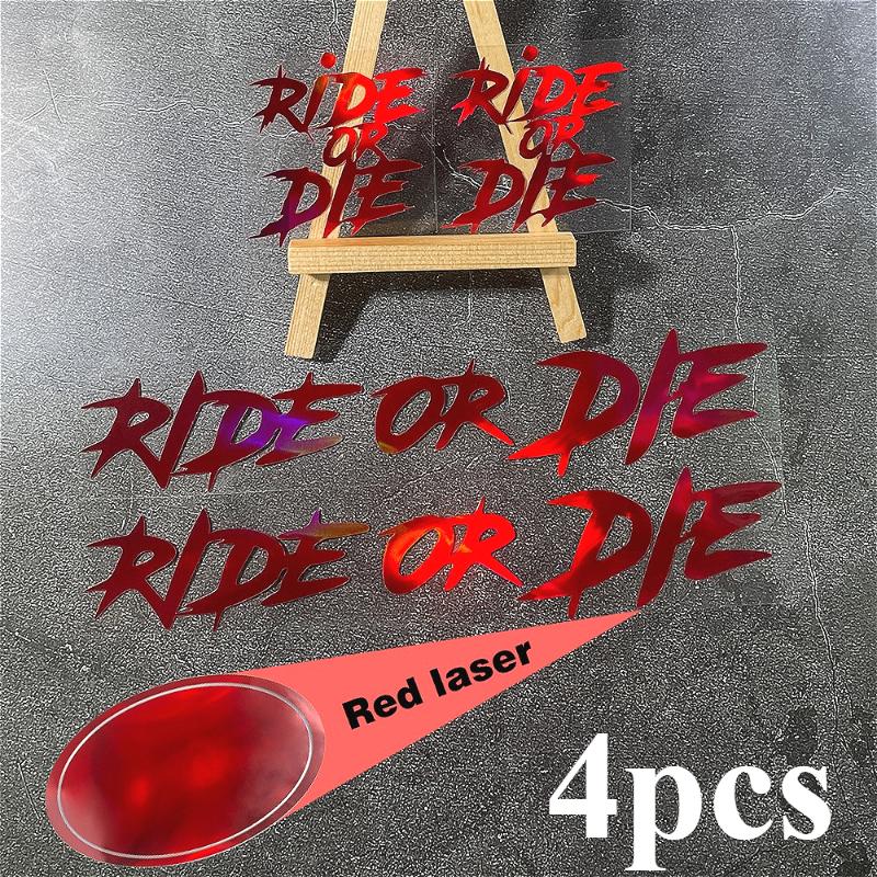 4PCS/1Sheet RIDE OR DIE Bicycle Stickers Funny DIY Road Bike Top Tube Frame Handlebars Motorcycle Helmet Waterproof Vinyl Decals
