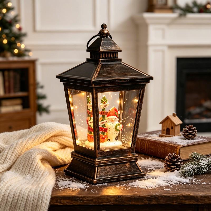 Christmas Crystal Music Box Snowman Santa Snow Globe Light Holiday Party Decor
