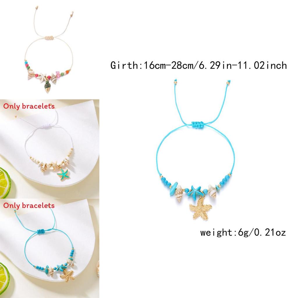 Bohemian Starfish Shell Beaded Bracelet With Electroplated Zinc Alloy For Summer Beach Vacation Gift