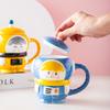 Creative Astronaut Mug Cute Hand-painted Ceramic Cup with Lid Water Cup Personalized Teacup Breakfast Cup