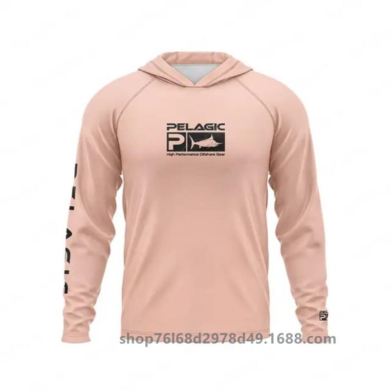 Mens UPF 50 Quick-Dry Fishing Shirt With Hood Long Sleeve Sun Protection Top Outdoor Angling Wear