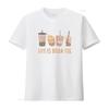 Life Is Boba Ful T Shirt For Women Cute Pearl Milk Tea Pattern Casual Funny Tops Lover GifT vintage Washed Versatile