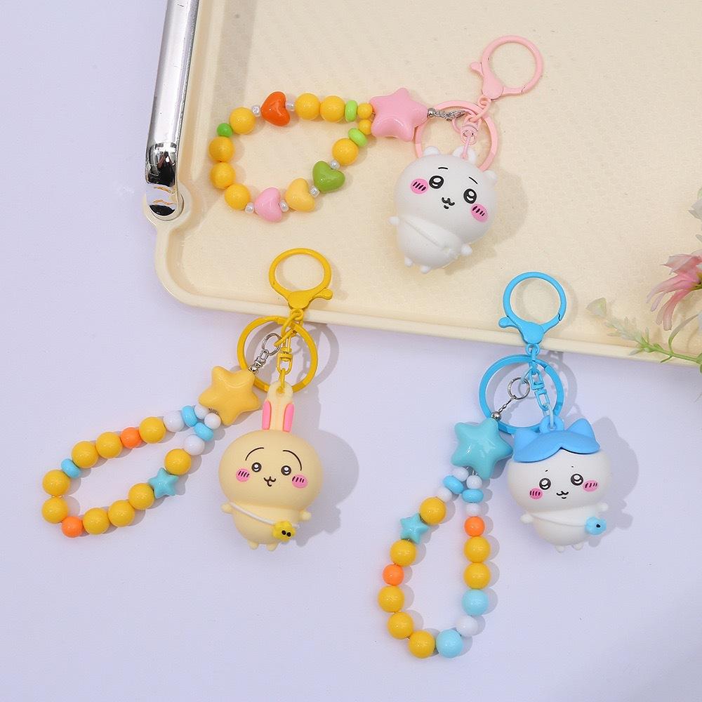 Kawaii PVC 3D Figure Keychain Cute Usagi Hachiware Ushachi Cartoon Pendant Bag Charm & Key Ring Party Birthday Perfect Gift
