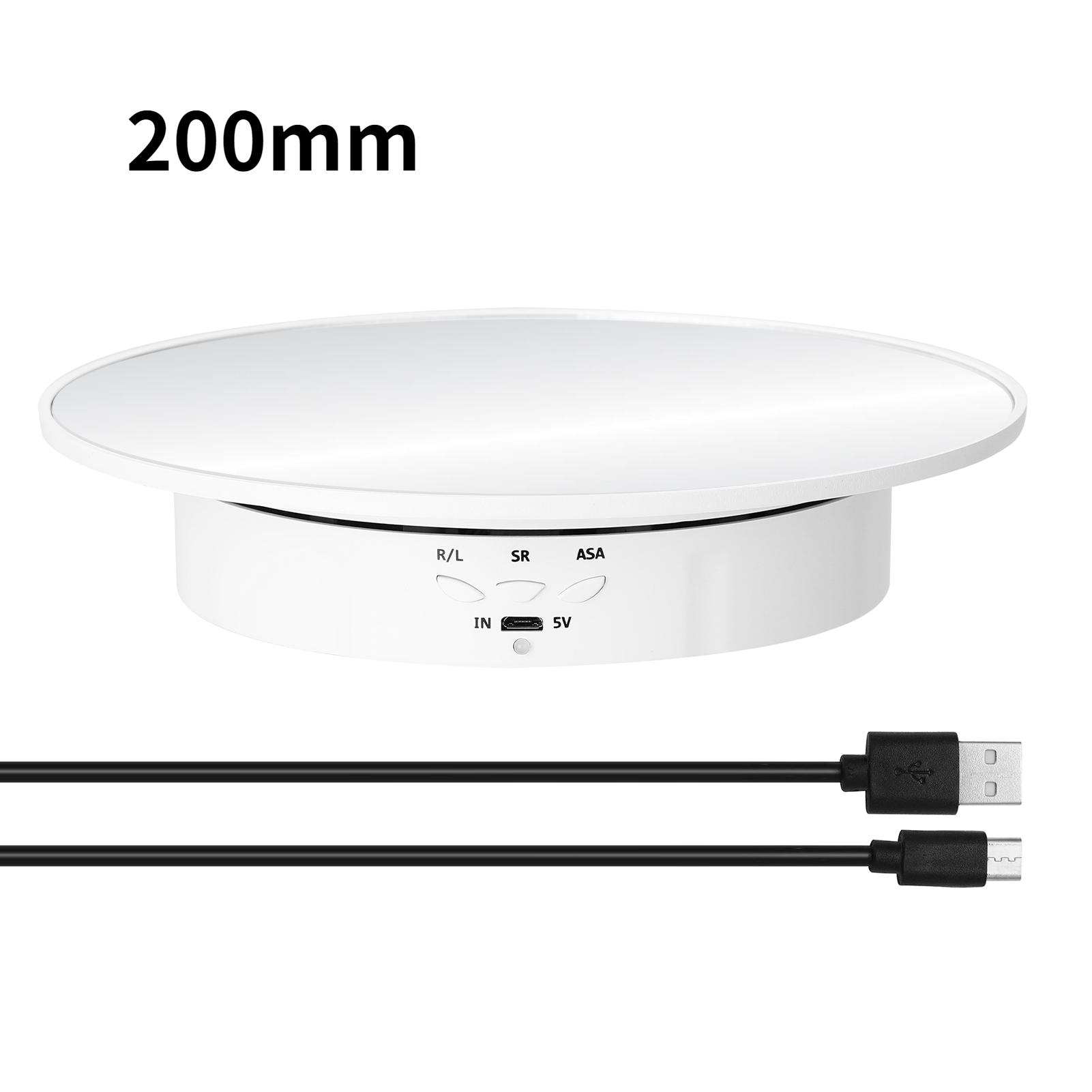 

138/145/200 мм, 3 скорости, вращающаяся подставка для фотографий, вращающаяся на 360° электрическая вращающаяся подставка для дисплея продукта, поворотный стол для видеосъемки белый