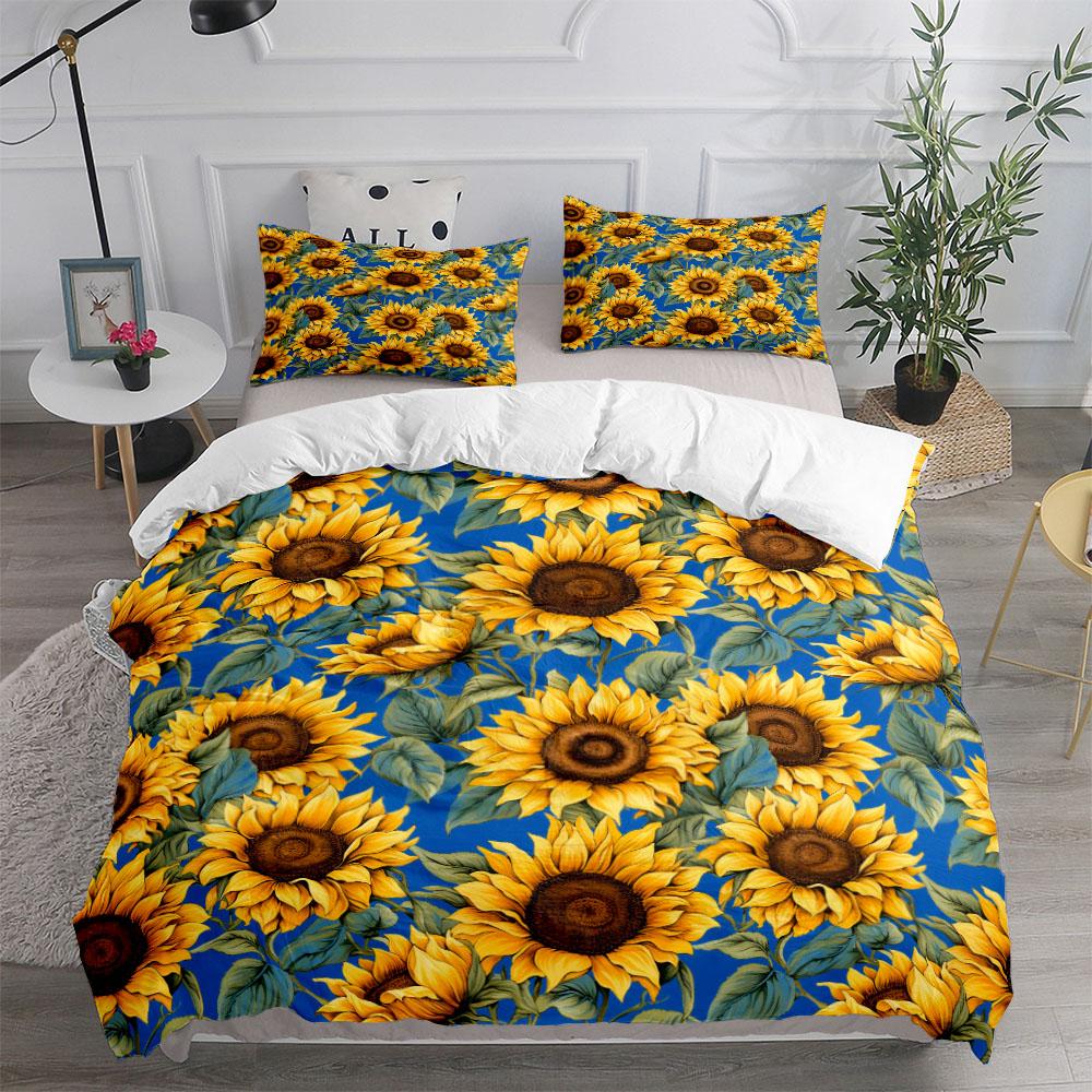 

Комплект пододеяльников Fluid Sunflower Blue King Queen Double Full Twin Single Size Duvet Cover Наволочка Комплект постельного белья EU single(135x200cm)
