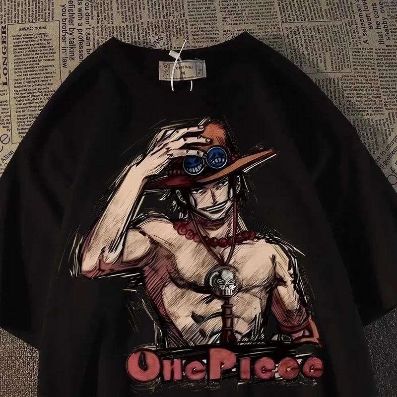 One Piece Ace Anime Manga T-Shirt Tee Undershirt Short Sleeve Polyester L