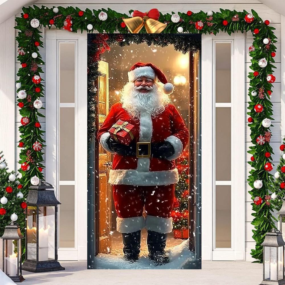 Živý Santa Claus Otvor Dvere Banner 2025 Vianočný Poťah na Dvere Podšívky na Vianočné Dvere Vianočná Vonkajšia Záhradná Dekorácia novinka