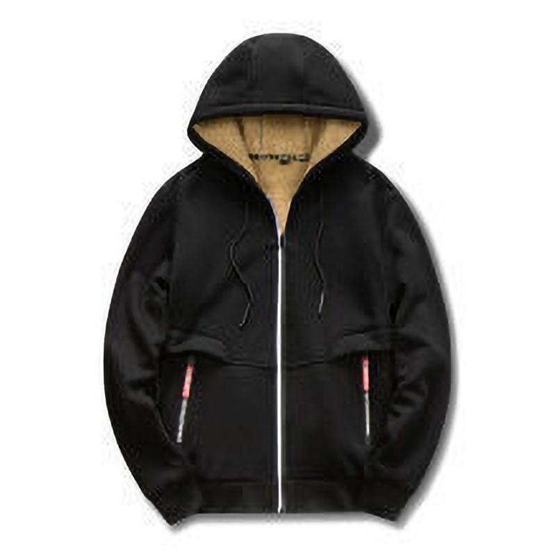 Hoodies Men Autumn Winter Thicken Fleece Sherpa Jacket Zip Up Hooded Coats Zipper Pockets Wear