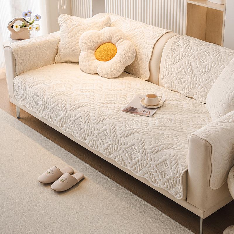 Sofa Cushion Simple Modern Light Luxury Cushion Thick Non-Slip Winter Plush Leather Sofa Cover Cover Cloth Four Seasons