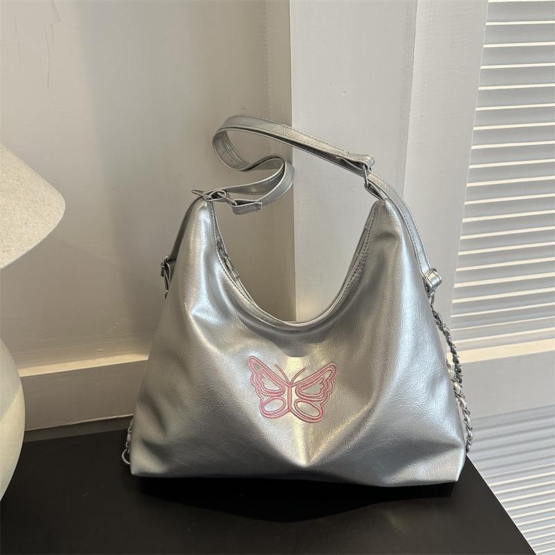 Letní oblíbená stříbrná taška dámská nová trendy módní řetízkový batoh multifunkční taška přes jedno rameno