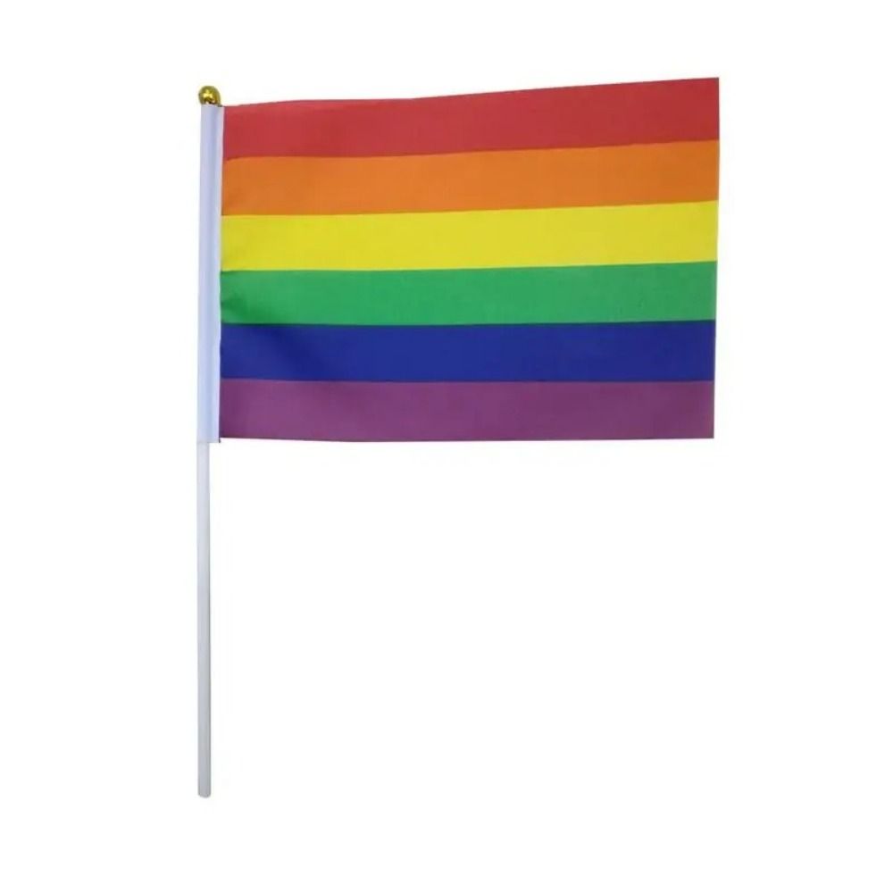 10Pcs Dacron Rainbow Flags LGBT HandHeld Flag Multipurpose Rainbow Hand Flag  Parades  Supplies