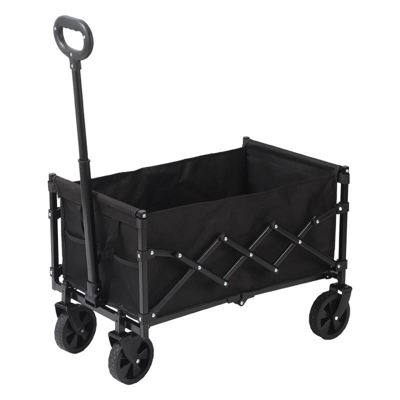 Folding Camping Wagon with 500lb Load Capacity, All - Steel Frame & Swivel Wheels, Portable Trolley for Outdoor Picnic/Shopping
