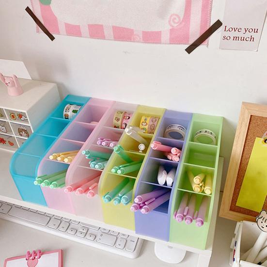 Pen Holder 4 Grids Large Capacity Plastic Multi-functional Lipstick Makeup Brush Organizer for Daily Use