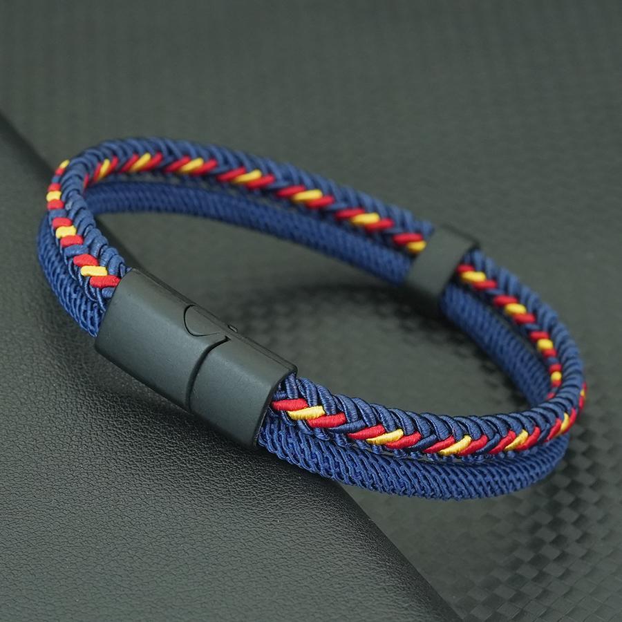 Stijlvolle Charm Touw Armbanden voor Mannen Wrap Armband Dubbele Vlecht Magnetische Sluiting Outdoor Kampeer Armbanden voor Hem