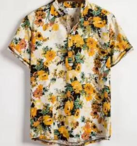 Hawaii, print shirt Amazon Independence best-selling short-sleeved shirt with missing collar XXS