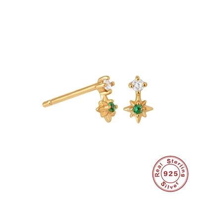 Real Silver 925 Earring  Trend Earrings For Women White Green Crystal Stud Earrings Pendientes Jewelry Kolczyki