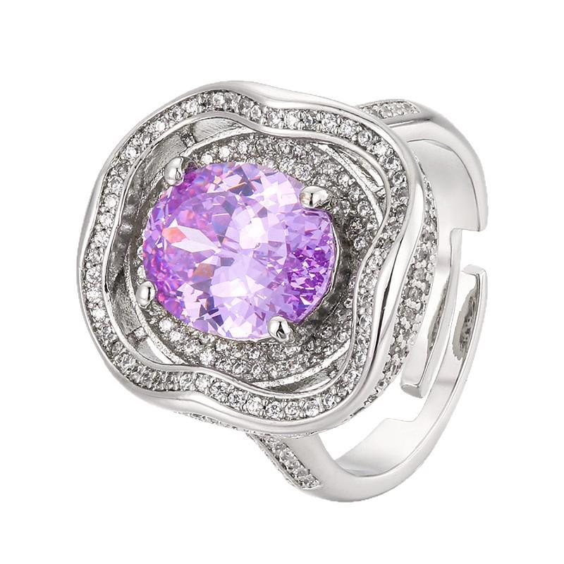 Jewelry Wind Copper Ring Female Zircon Light Luxury High-End Retro