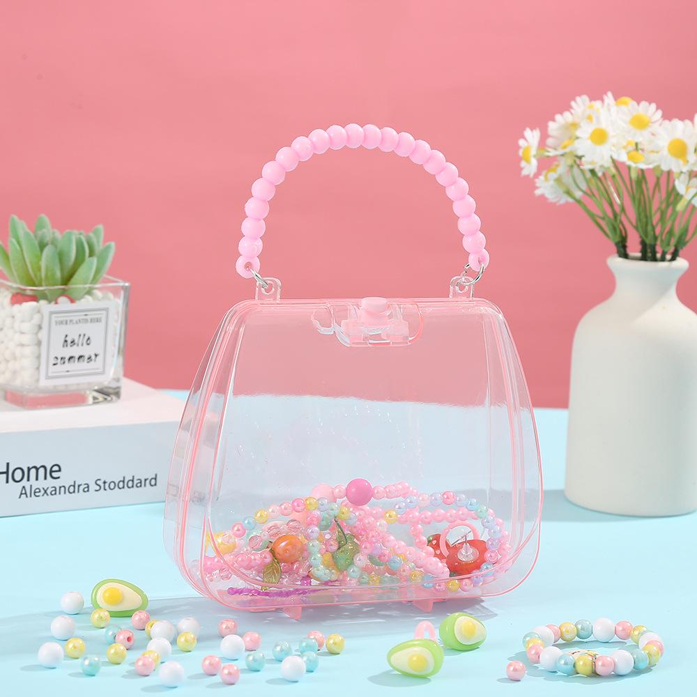 Kids' Transparent Handheld Storage Box: Creative Hair Accessories & DIY Makeup Organizer