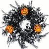 1pc Realistic Artificial Dead Branch Wreath with Simulation Pumpkin Vine & Branches - Plastic Door Hanging Decoration Suitable