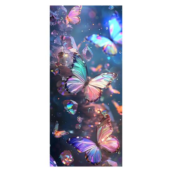 

Yousheng Window Privacy Film Stained Glass Flower Butterfly Decorative Window Sticker Heat Control Non-Adhesive Static Glass Cling for Home Bathroom E