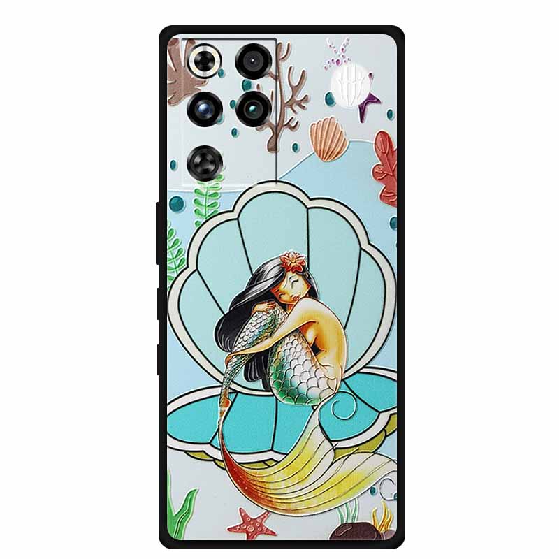 For ZTE Nubia RedMagic 11 Pro 5G Case 3D Emboss Flowers Relief Soft Black Silicone Back Cover For ZTE Nubia RedMagic 11Pro Funda
