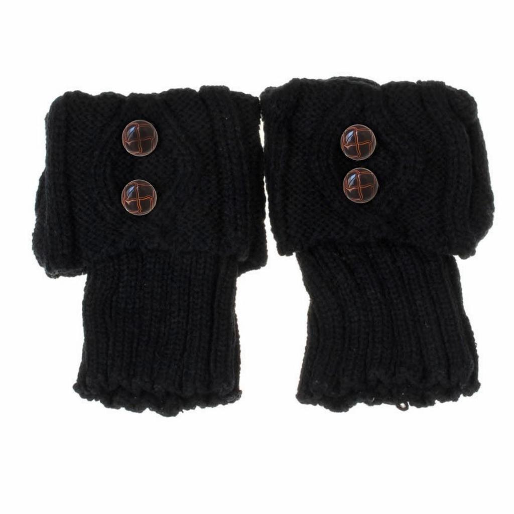 Women's Knitted Woolen Leg Warmers - Short, Diamond Pattern, Turn-Down, 2-Button, Fashionable Boot Covers for Autumn/Winter