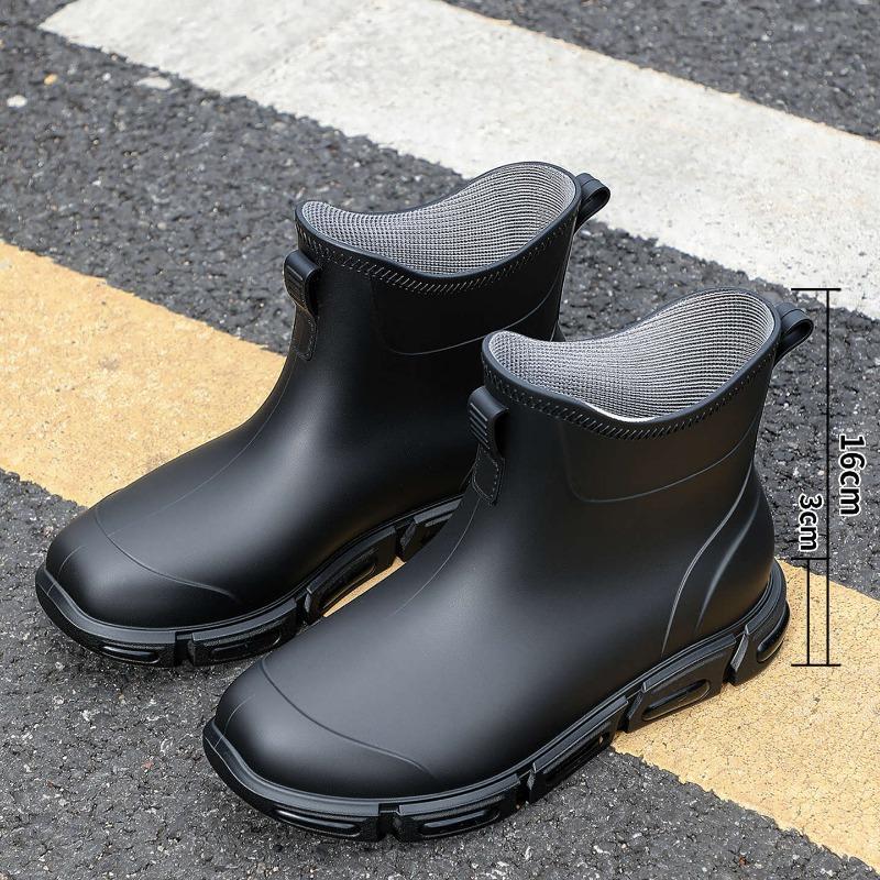 Outdoor function bright black 16 high short wading boots flat bottom thickened rubber shoes wading boots outdoor travel shoes rain shoes men